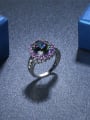 thumb Exquisite Platinum Plated Colorful Glass Bead Ring 2