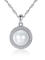 thumb Sterling Silver with AAA zircon 9-9.5mm natural freshwater pearl necklace 1