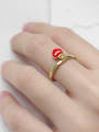 thumb Personalized Red Heart Silver Opening Ring 2