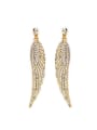 thumb Exquisite Gold Plated Feather Shaped Rhinestone Drop Earrings 0