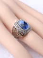 thumb Fashion Blue Glass stone Silver Plated Hollow Ring 1