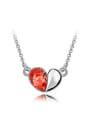 thumb Simple Heart Pendant austrian Crystals Alloy Necklace 0