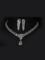 thumb 2018 Leaves-shape Zircon Two Pieces Jewelry Set 0