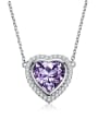 thumb Platinum Plated Amethyst Gemstone Heart-shaped Pendant 0