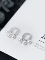 thumb Temperament Round Shaped Artificial Pearl Silver Stud Earrings 1
