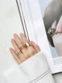 thumb Pure silver genuine gold plated 18K gold color simple line wide face free size ring 1