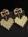 thumb Copper With Gold Plated Fashion Bowknot  Heart-shaped Cluster Earrings 1