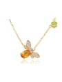 thumb Natural Yellow Crystals Honeybee Clavicle Necklace 0