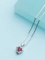 thumb Fresh Red Heart Shaped Rhinestone S925 Silver Pendant 1