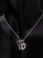 thumb Simple Hollow Heart shaped Zircon Necklace 1