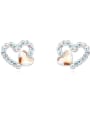 thumb Tiny Heart austrian Crystals Alloy Stud Earrings 3