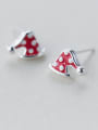 thumb 925 Sterling Silver With Platinum Plated Cute Christmas Hat Stud Earrings 0