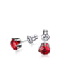 thumb Fashionable Red Round Shaped Zircon Titanium Stud Earrings 0