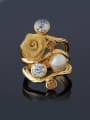 thumb Classical Noble style Artificial Pearl Cubic Rhinestones Flowery Alloy Ring 0