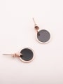 thumb Titanium With Rose Gold Plated Simplistic Round Stud Earrings 0