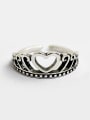 thumb Personalized Heart Crown Silver Opening Ring 0