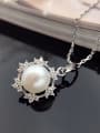 thumb Freshwater Pearl Snowflake shaped Necklace 1