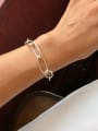 thumb 925 Sterling Silver With Platinum Plated Simplistic Round Chain Bracelets 1