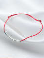thumb Sterling Silver minimalist style long tube red thread Bracelet 3