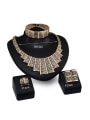 thumb Alloy Imitation-gold Plated Vintage style CZ Hollow Fan-shaped Four Pieces Jewelry Set 2