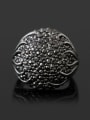 thumb Exaggerated Cubic Rhinestones-covered Gun Color Plated Alloy Ring 0