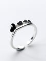 thumb Fresh Open Design Heart Shaped Glue Silver Ring 1