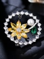 thumb Copper With  Cubic Zirconia Trendy Flower Brooches 1