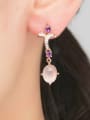 thumb 18K Rose Gold Plated Pink Crystal Drop Earrings 1