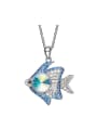 thumb Fashion austrian Crystal Zirconias Fish Necklace 0