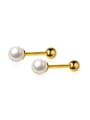 thumb 925 Sterling Silver With Artificial Pearl Simplistic Geometric Stud Earrings 3