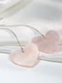 thumb Simple Pink Acrylic Heart 925 Silver Platinum Plated Drop Earrings 2