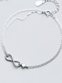 thumb S925 Silver Bracelet Feminine Fashion Double-decker Infinite infinityBracelet Sweet Heart Hand S2419 1
