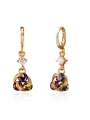 thumb Trendy Colorful Flower Shaped AAA Zircon Copper Drop Earrings 0