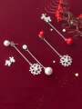thumb 925 Sterling Silver With Platinum Plated Personality Snowflake Tassel Earrings 2