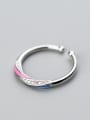 thumb Pure silver zircon dripping oil craft Blue Pink Bracelet / ring 2