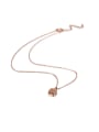thumb Simple Square Shaped Steel Rose Gold Crystal Necklace 1