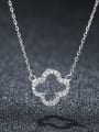 thumb 925 Sterling Silver With Platinum Plated Simplistic Hollow Flower Necklaces 0