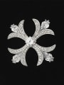 thumb Classical Cross White Zircon-covered Copper Brooch 0