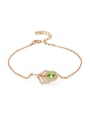 thumb Micro Pave Zircons Leave-shape Rose Gold Plated Bracelet 0