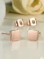 thumb Simple Tiny Square Rose Gold Plated Titanium Stud Earrings 1