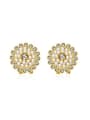 thumb Elegant Gold Plated Sunflower Artificial Perl Earrings 0