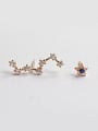 thumb Asymmetrical Stars Tiny Rhinestones Silver Stud Earrings 2