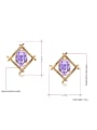 thumb Purple Rose Gold Plated Square Shaped Austria Crystal Two Pieces Jewelry Set 1