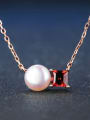 thumb Natural Freshwater Pearl Red Garnet Rose Gold Plated Necklace 2