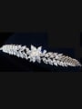 thumb Luxury  Micro Pave Zircons Leaves-shape Copper Hair Accessories 1