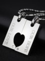 thumb Fashion Rectangular Hollow Heart Rhinestones Titanium Lovers Necklace 1