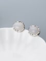 thumb Temperament Pink Round Shaped Stone S925 Silver Stud Earrings 1