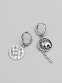 thumb 925 Sterling Silver With Antique Silver Plated Vintage Round Mesh Elephant Earrings 2