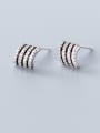 thumb 925 Sterling Silver With Cubic Zirconia Classic Geometric Stud Earrings 2