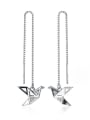 thumb 925 Sterling Silver With Platinum Plated Simplistic  Paper Crane Threader Earrings And Necklace 0
